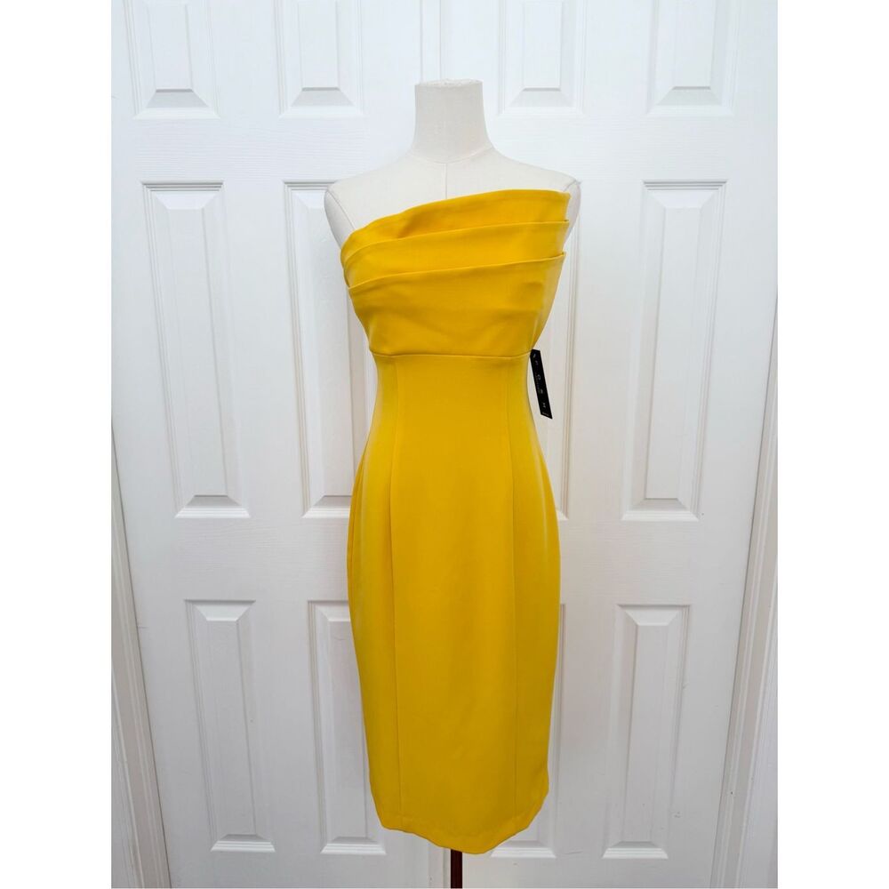 Posh Couture Womens Yellow‎ 3 Layer Bust Cocktail Dress Small NWT